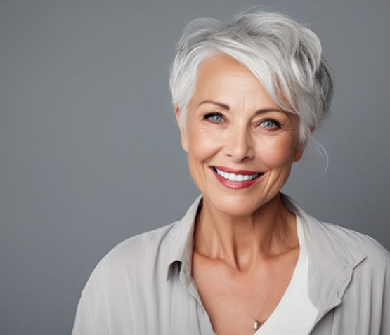 Smiling older woman with radiant smile